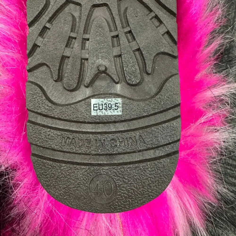 Women’s Hot Pink Faux Fur Boots Plush Winter Round Toe Furry Boots EU 39.5 New
